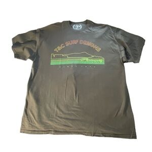 Men's T&C Surf Design Stoked Brown Graphic Iconic Logo Shirt 2XL GUC #4481